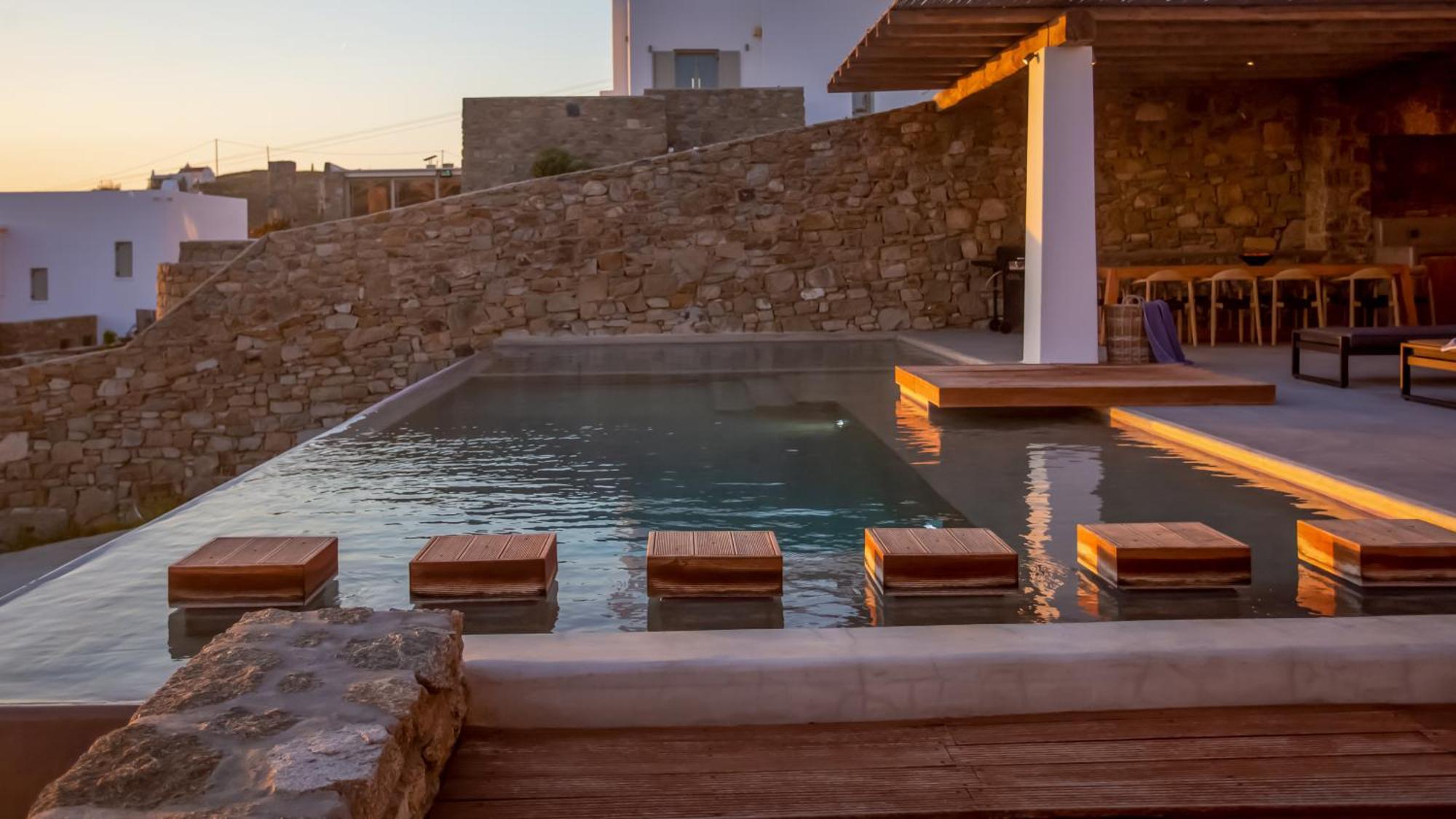 Aura Seaview Sunset Pool W Night Security Guard - Six Bedrooms * Fanari (Mykonos)