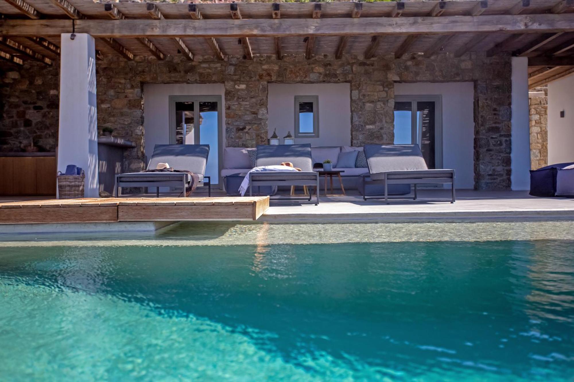 Aura Seaview Sunset Pool W Night Security Guard - Six Bedrooms * Fanari (Mykonos)