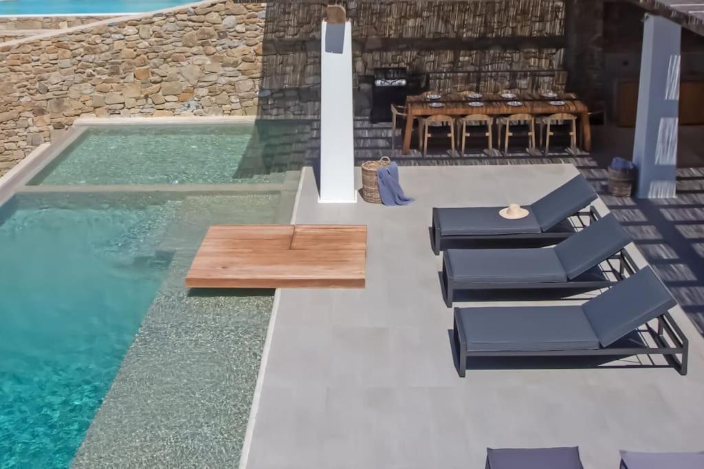 Aura Seaview Sunset Pool W Night Security Guard - Six Bedrooms * Fanari (Mykonos)