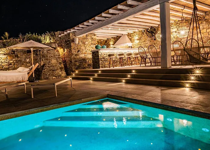 Splendid Mykonos Villa Villa Agape 5 Bedrooms Private Pool With Stunning Sea Views Outdoor Lounge Dining Area Hot Tub Kalafatis