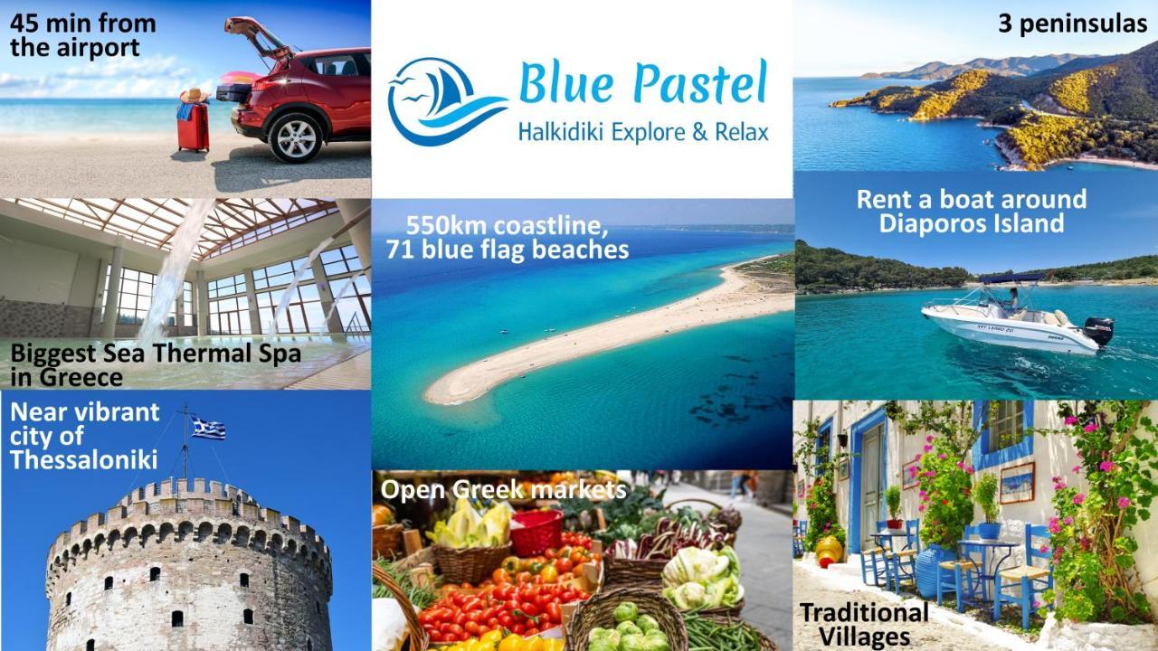 Blue Pastel-cliffside Villa, Shared Pool, Wild Sandy Nearby Nea Poteidaia