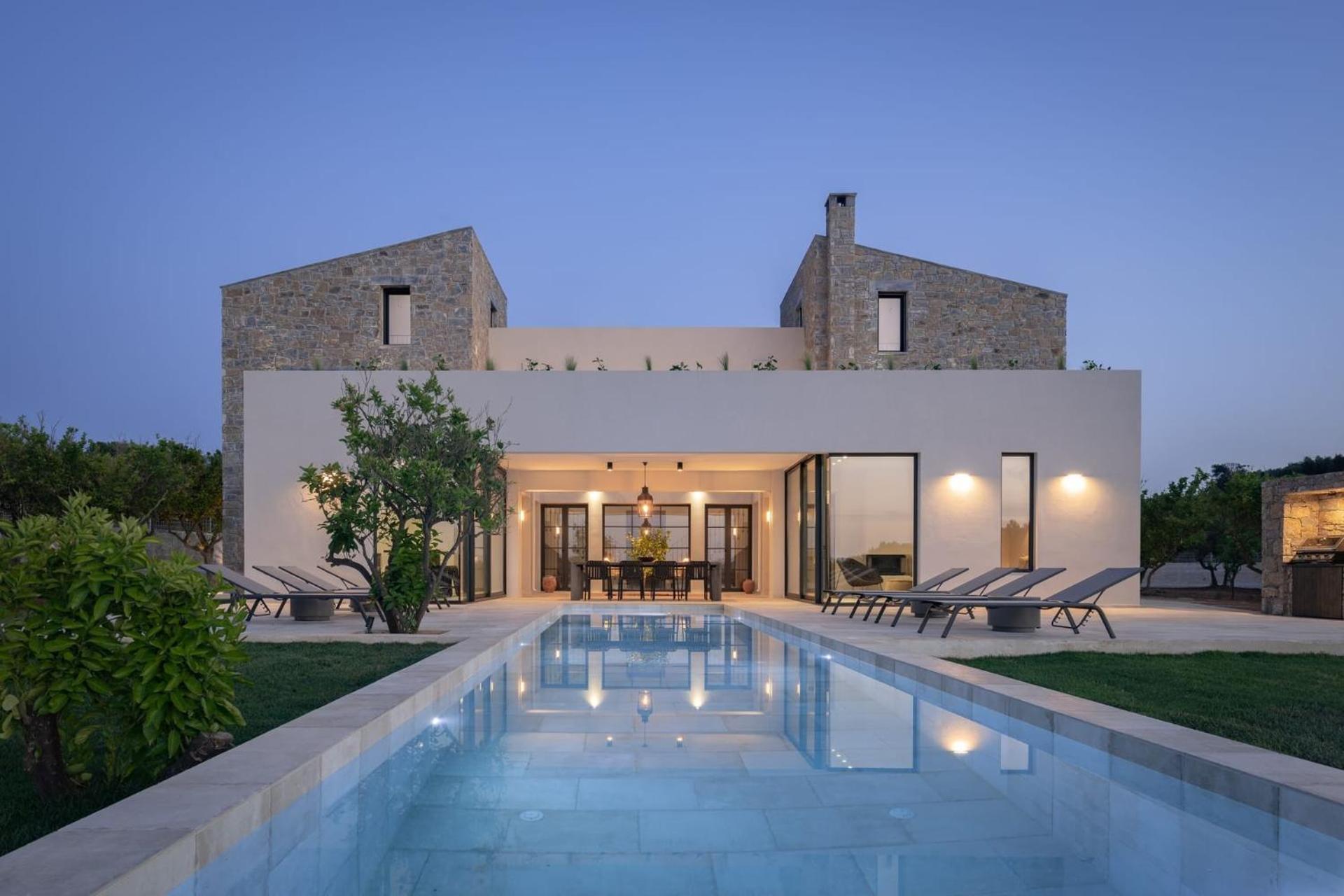 Exquisite Crete Laurel Large Private Pool Modern Furnishing Bbq Rethymno