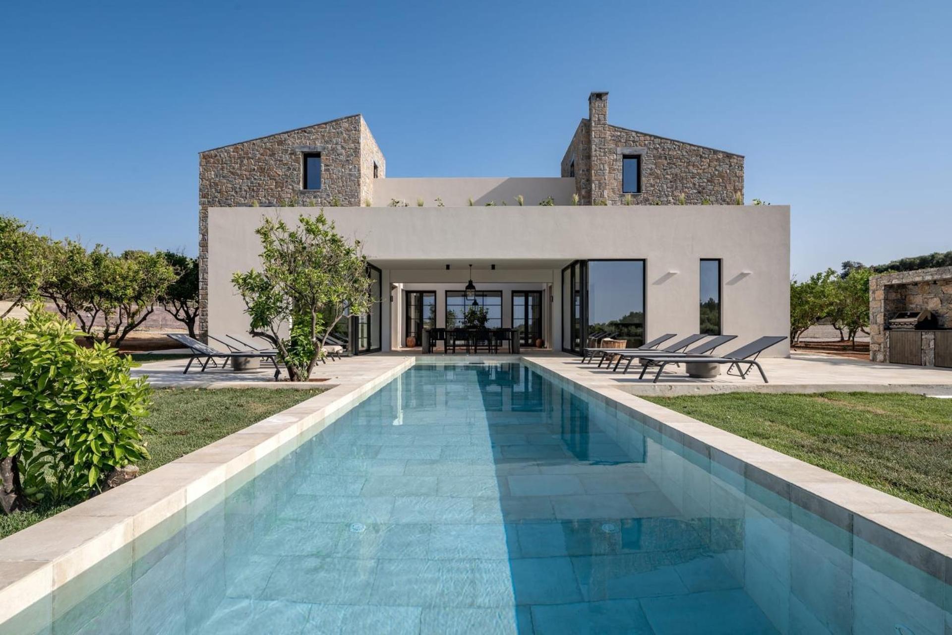Exquisite Crete Laurel Large Private Pool Modern Furnishing Bbq Rethymno