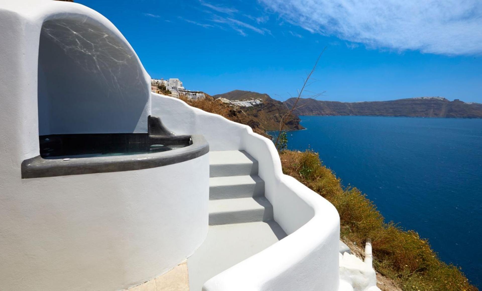 Elegant Santorini House Villa Horizon Caldera View-Outdoor Hot Tub Oia