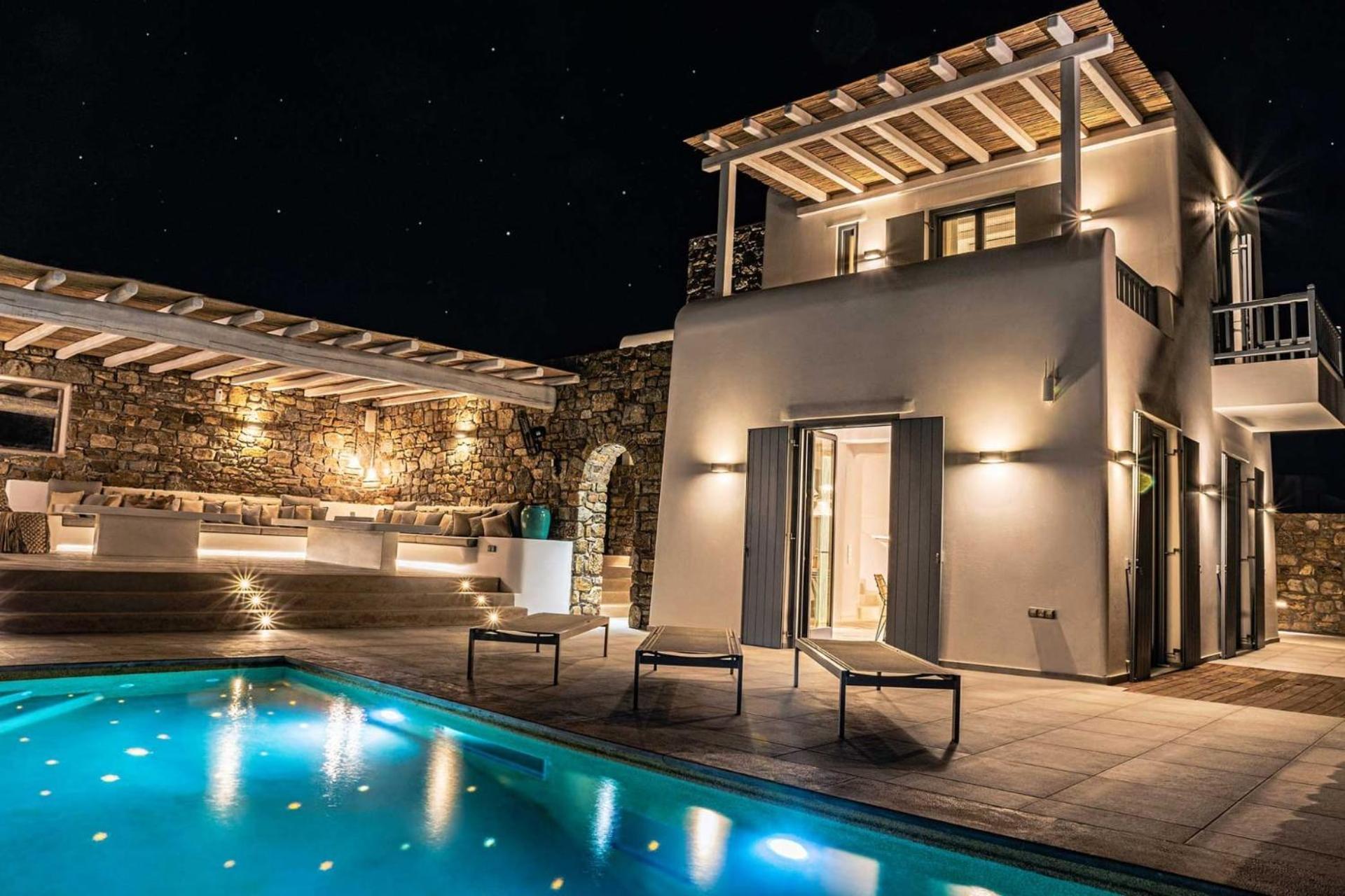 Splendid Mykonos Villa Villa Agape 5 Bedrooms Private Pool With Stunning Sea Views Outdoor Lounge Dining Area Hot Tub Kalafatis * Kalafatis