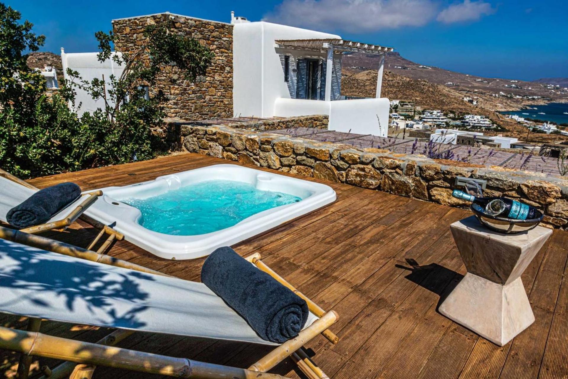 Splendid Mykonos Villa Villa Agape 5 Bedrooms Private Pool With Stunning Sea Views Outdoor Lounge Dining Area Hot Tub Kalafatis Kalafatis