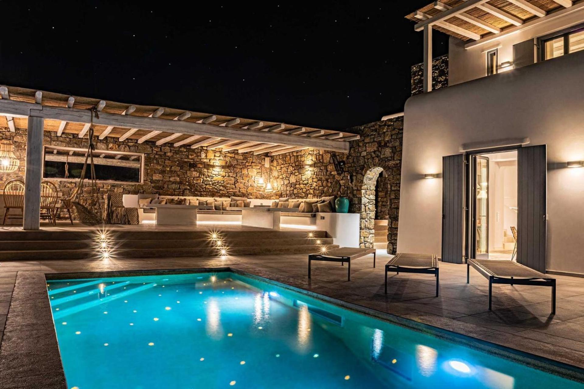 Splendid Mykonos Villa Villa Agape 5 Bedrooms Private Pool With Stunning Sea Views Outdoor Lounge Dining Area Hot Tub Kalafatis Villa