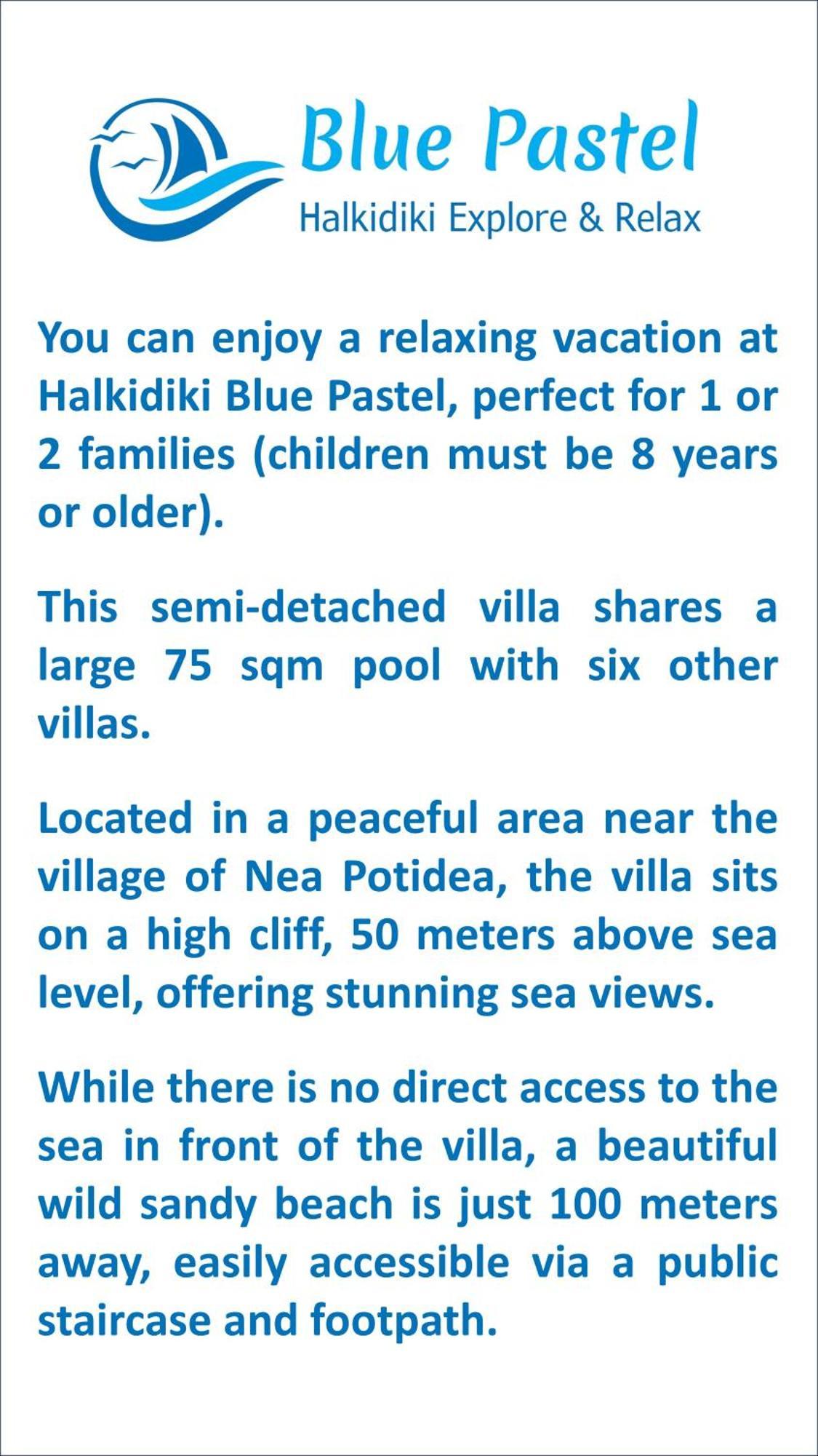 Blue Pastel-cliffside Villa, Shared Pool, Wild Sandy Nearby Holiday home *