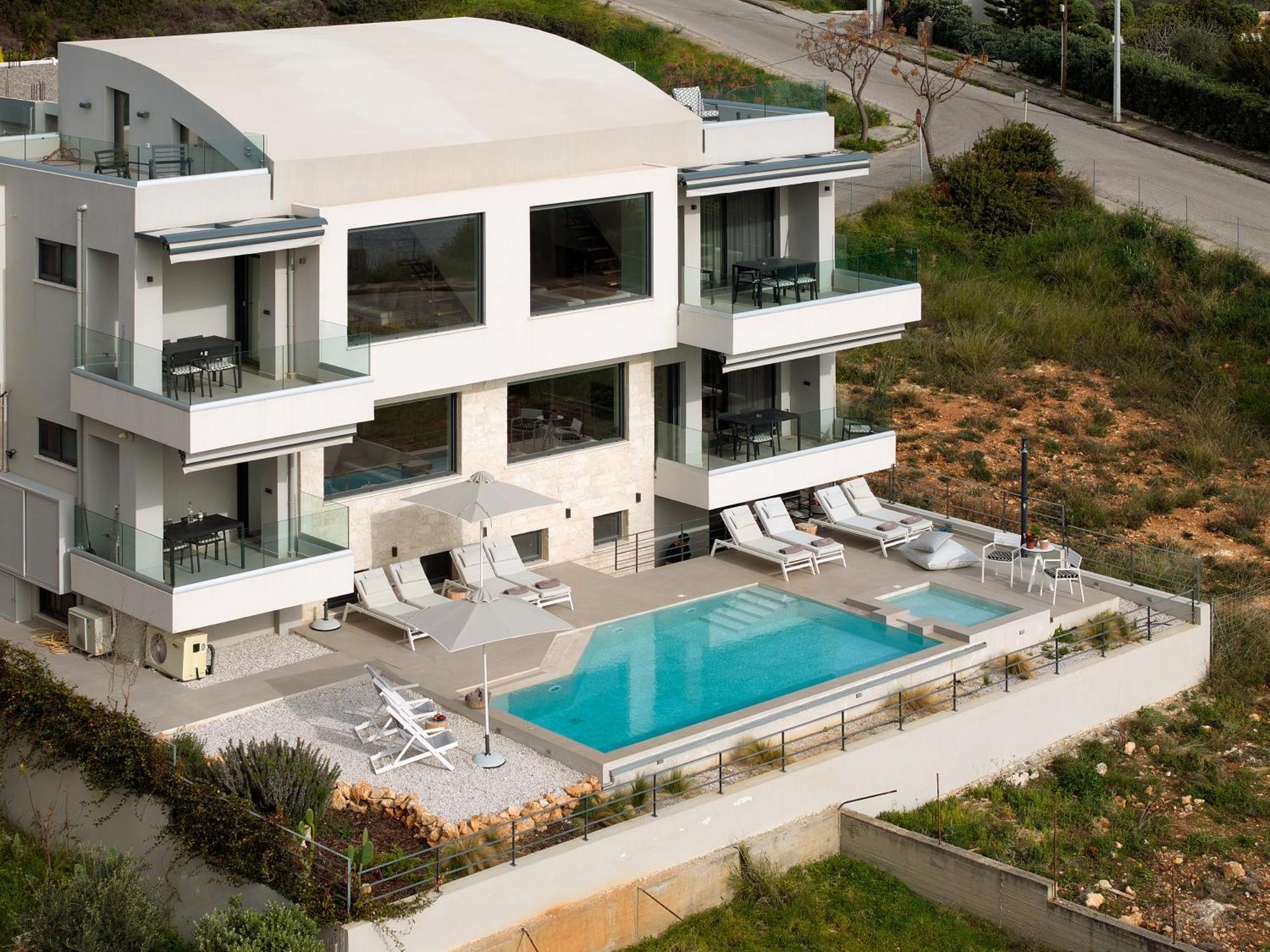 Pachnes Luxury - Heated Pool, Sea View Apartment Kounoupidhiana
