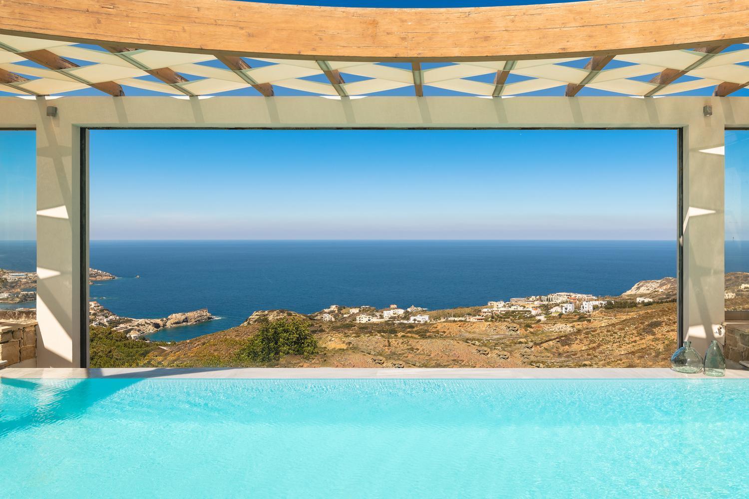 Minimalist Mediterranean Blue Key With Sea View & Infinity Heated Pool * Agia Pelagia (Crete)