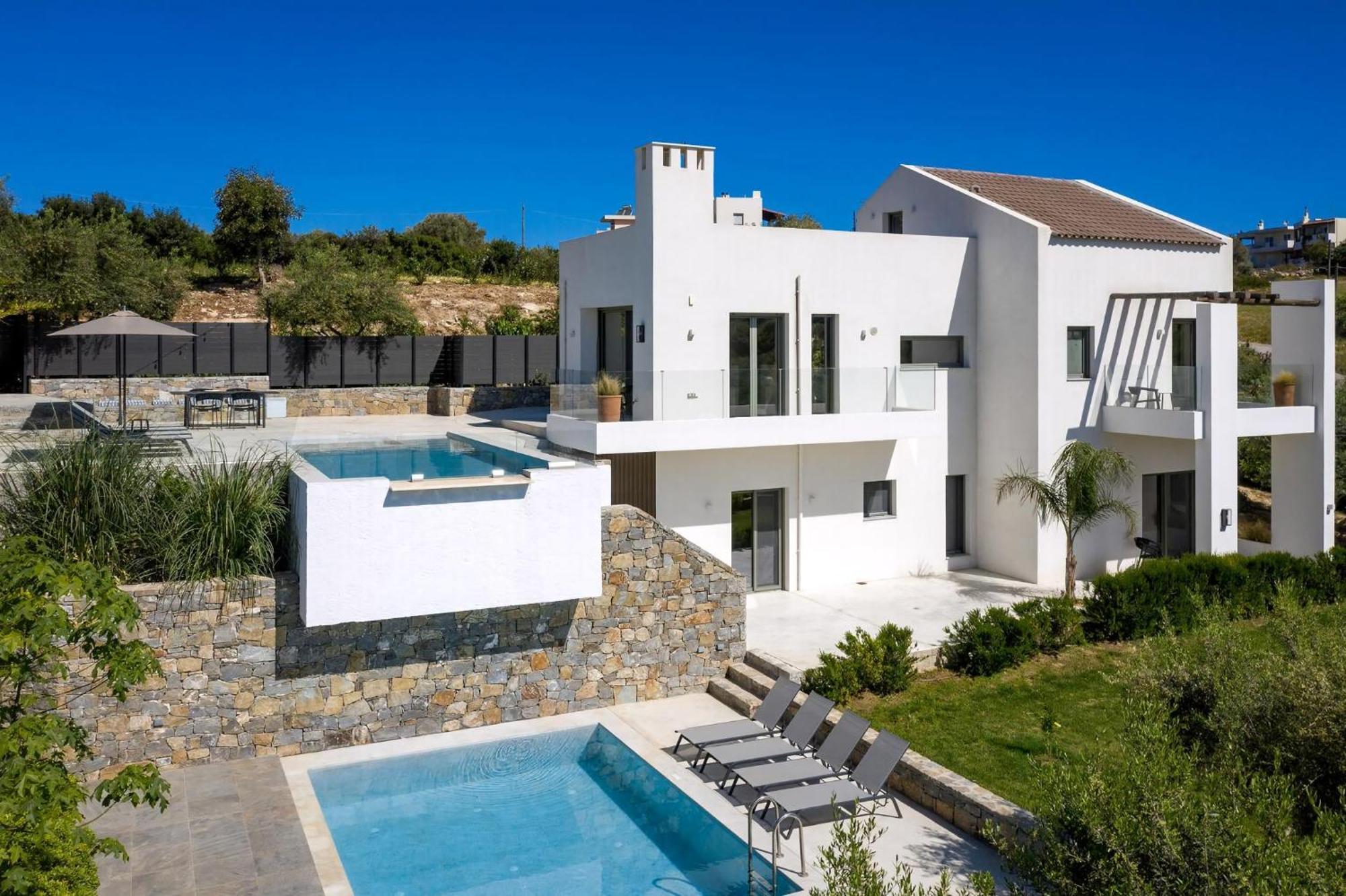 Gorgeous Crete 4 Bedrooms Psinthos Terrace With Two Private Pools Bbq Rethymno *