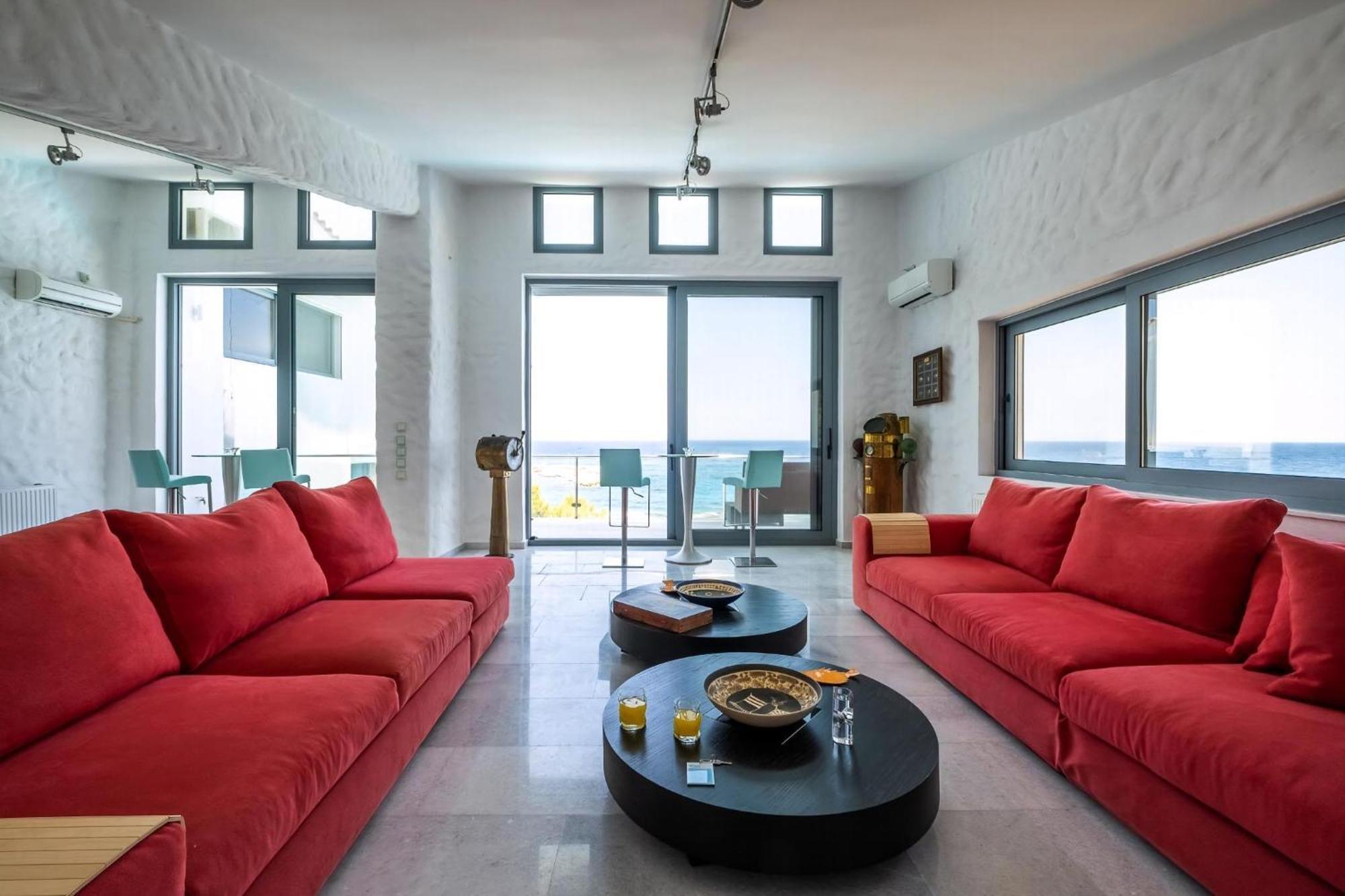 Ikaria Beachfront 7 Bedrooms Indigo Blue Haven Infinity Pool With Stunning Aegian Sea Views Gialiskari Villa *