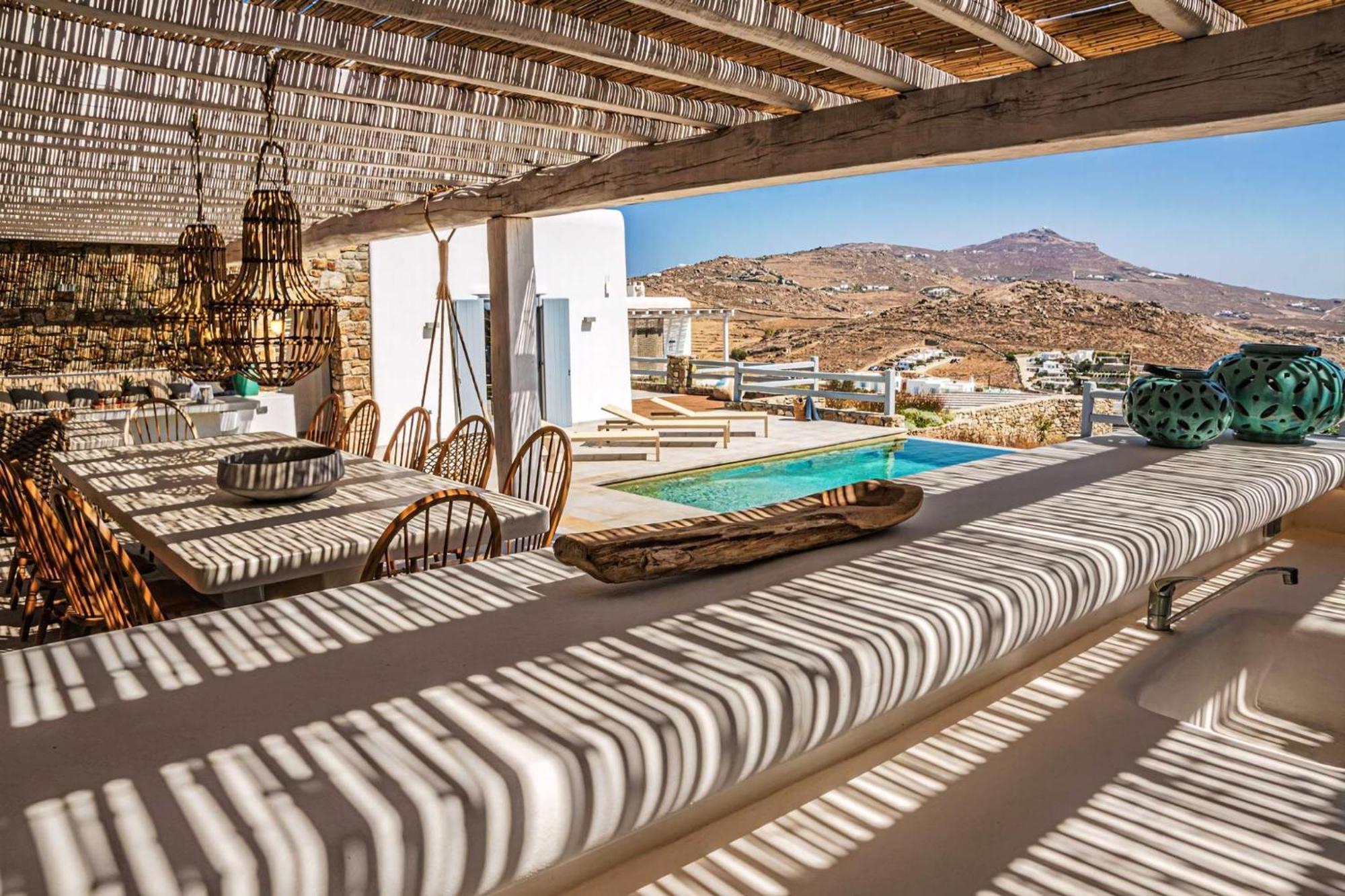 Splendid Mykonos Villa Villa Agape 5 Bedrooms Private Pool With Stunning Sea Views Outdoor Lounge Dining Area Hot Tub Kalafatis