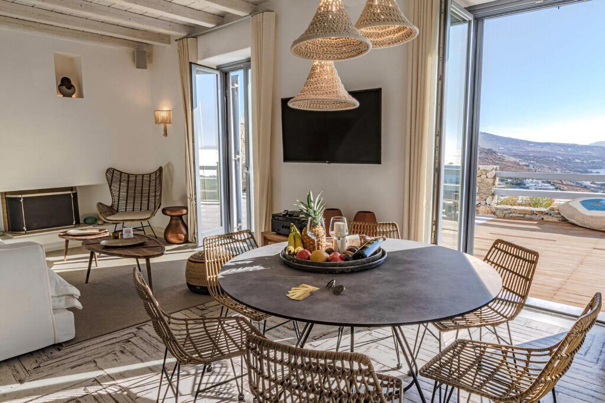 Splendid Mykonos Villa Villa Agape 5 Bedrooms Private Pool With Stunning Sea Views Outdoor Lounge Dining Area Hot Tub Kalafatis Villa