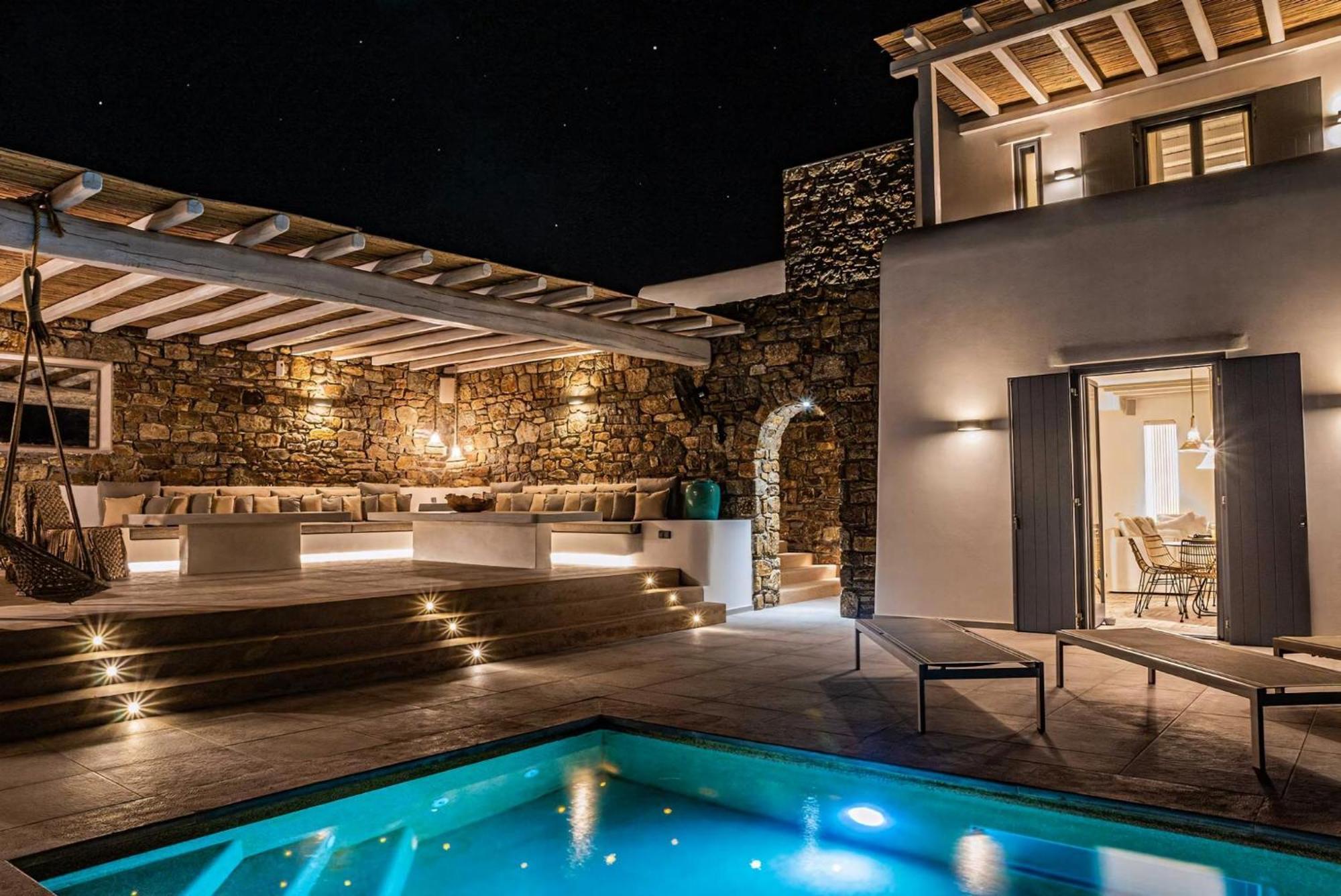 Splendid Mykonos Villa Villa Agape 5 Bedrooms Private Pool With Stunning Sea Views Outdoor Lounge Dining Area Hot Tub Kalafatis