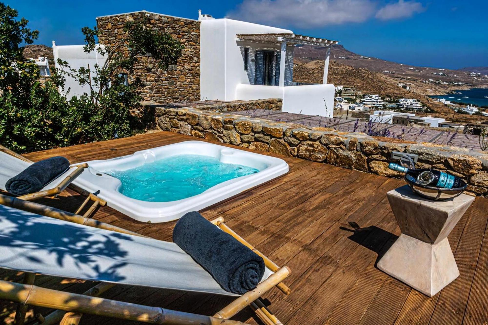 Villa Splendid Mykonos Villa Villa Agape 5 Bedrooms Private Pool With Stunning Sea Views Outdoor Lounge Dining Area Hot Tub Kalafatis Kalafatis
