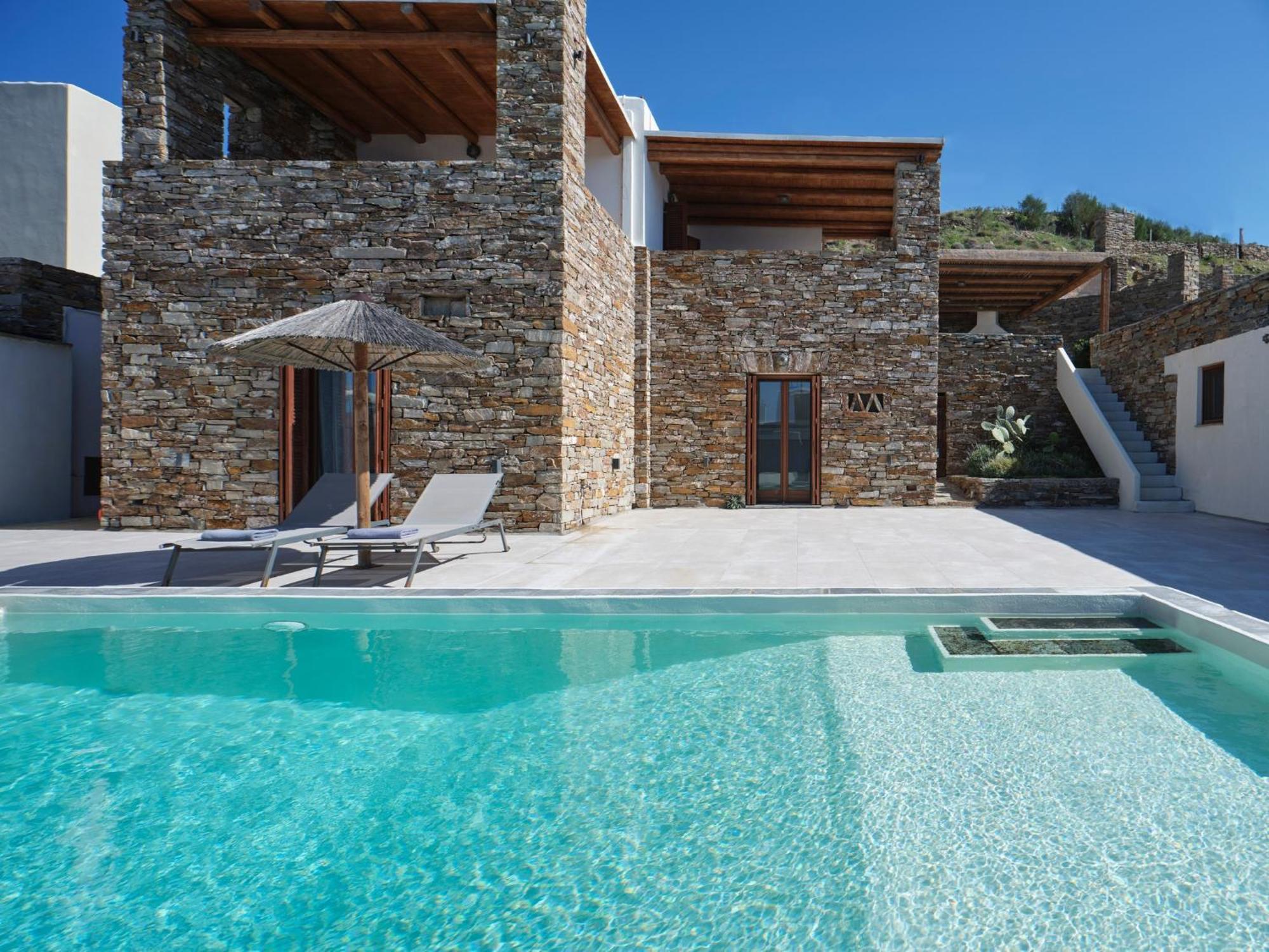 Holiday home Stone With A Sea Water Swimming Pool And A Sea And Sunset View