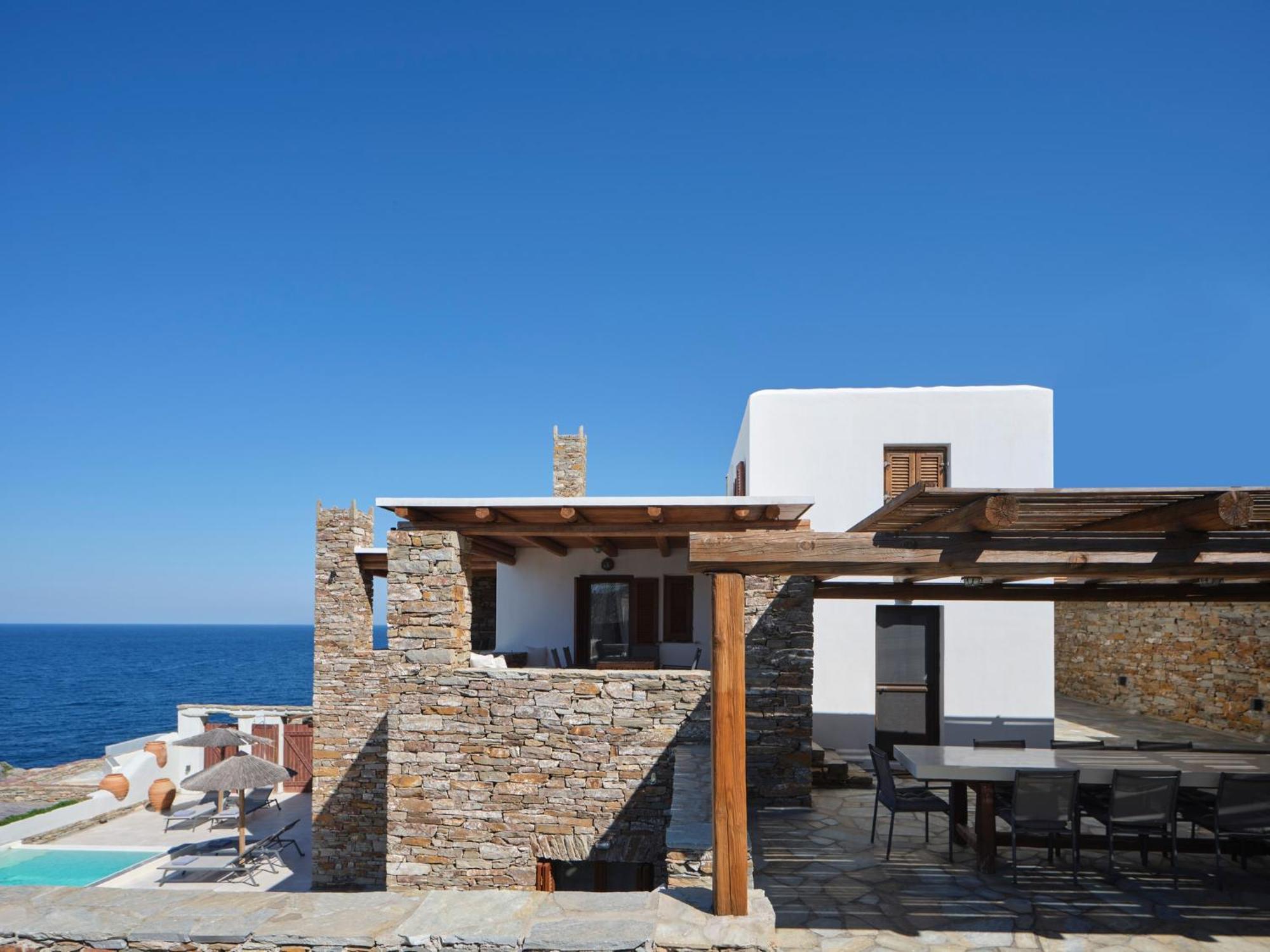 Stone With A Sea Water Swimming Pool And A Sea And Sunset View * Melissaki