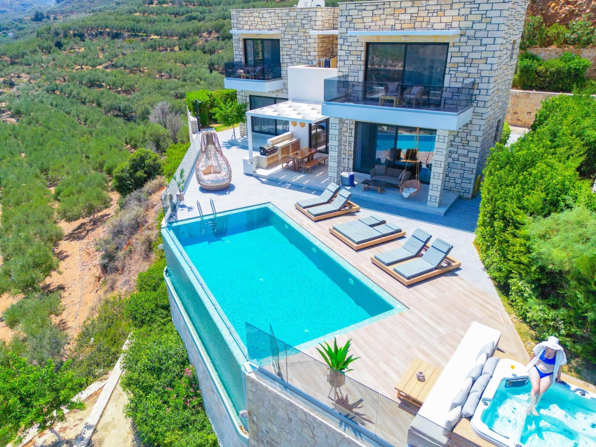 Villa Heated Pool & Jacuzzi, Sea View - Paleokastro Luxury