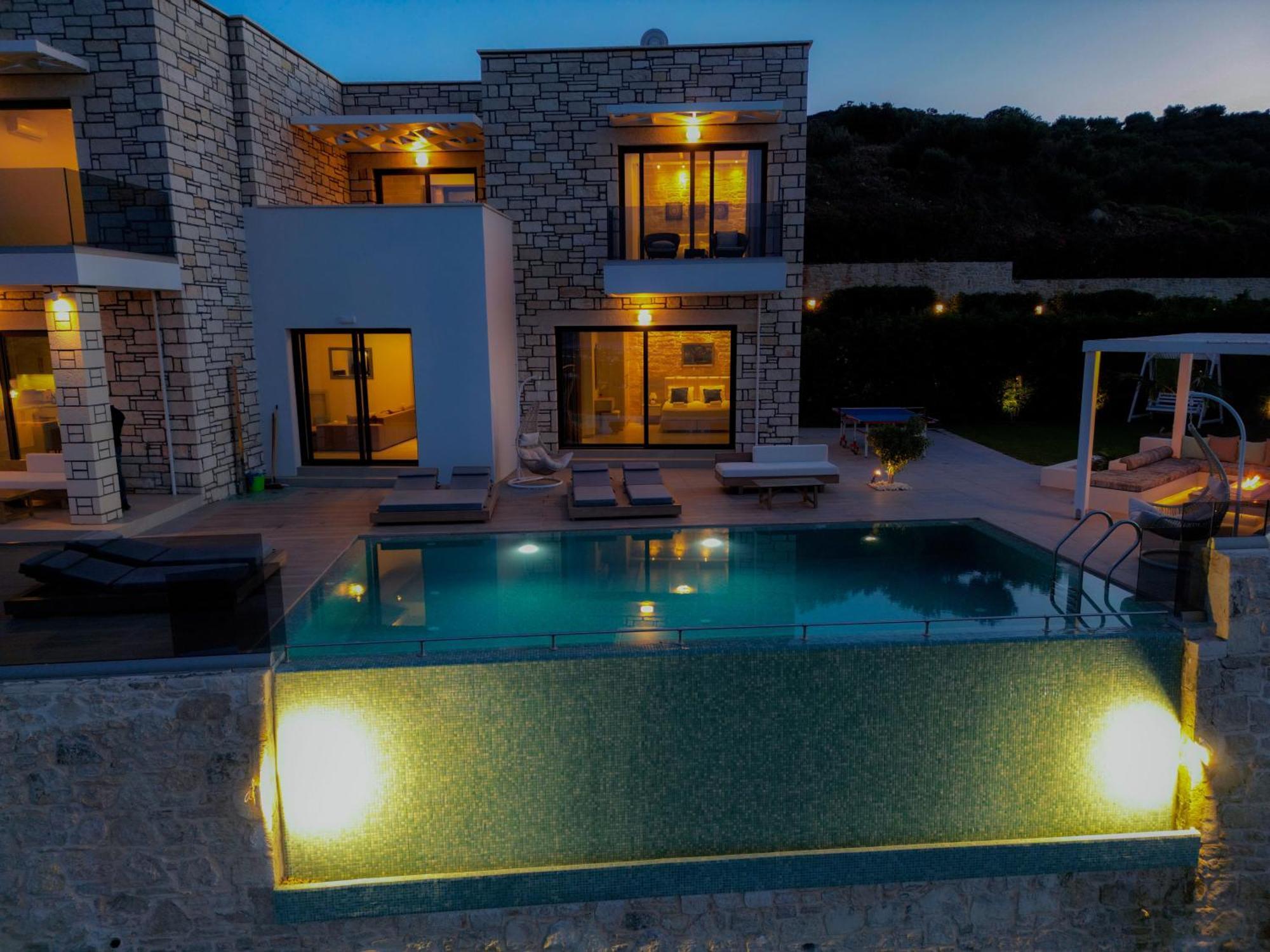 Heated Pool & Jacuzzi, Sea View - Paleokastro Luxury Villa Kissamos